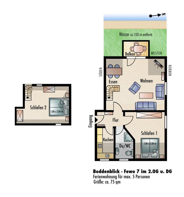 Apartment Boddenblick Wiek auf Rügen